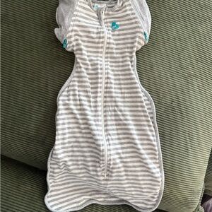 Love to Dream Gray and White Striped Sleep Sack